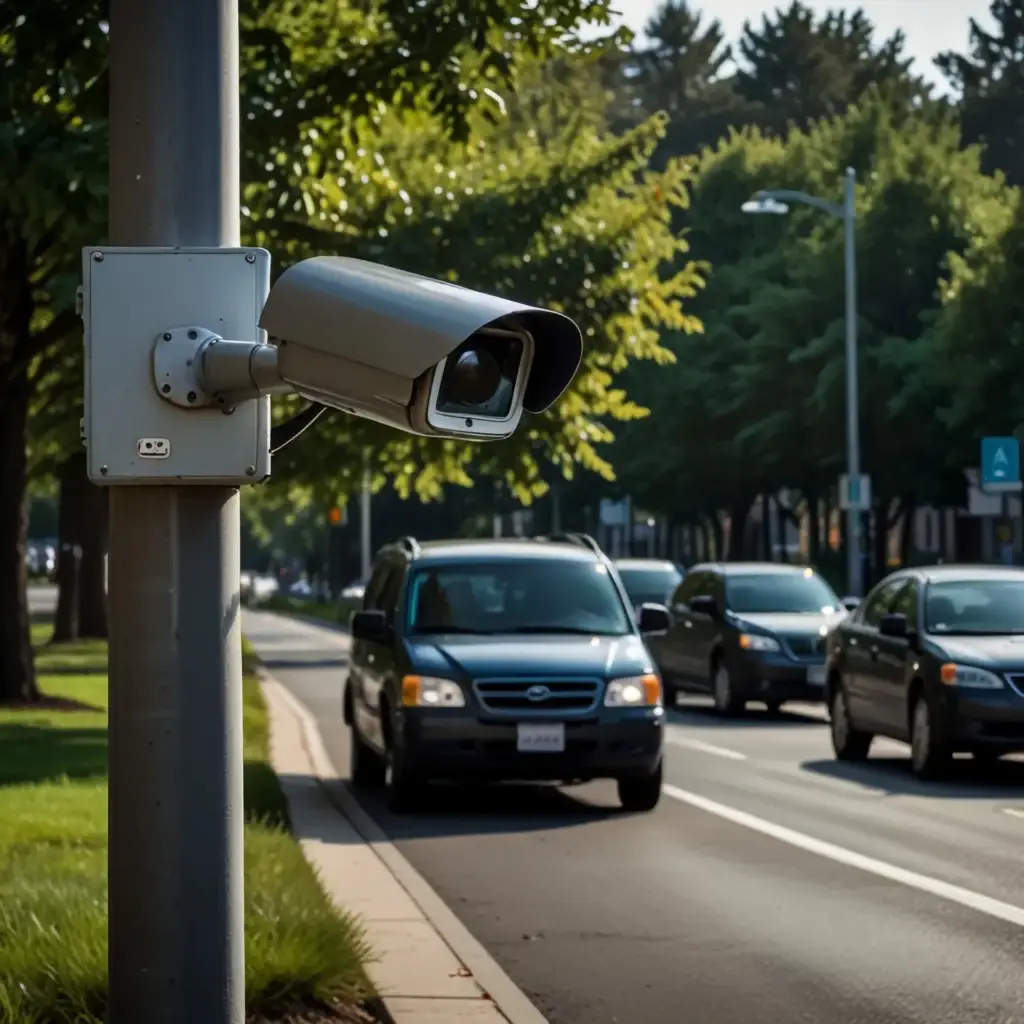 Road surveillance camera monitoring traffic